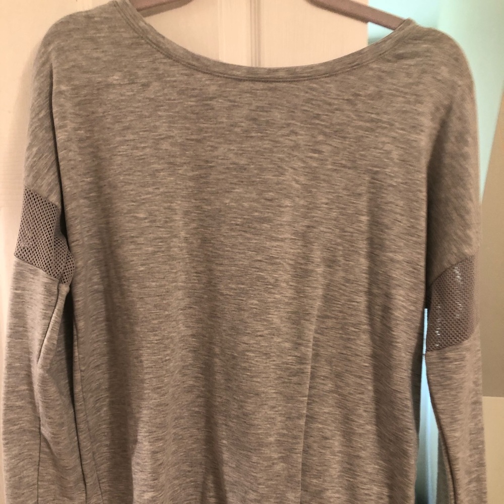 Gray long sleeve with mesh on sleeves